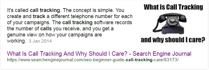 What is call tracking article in Search Engine Journal.