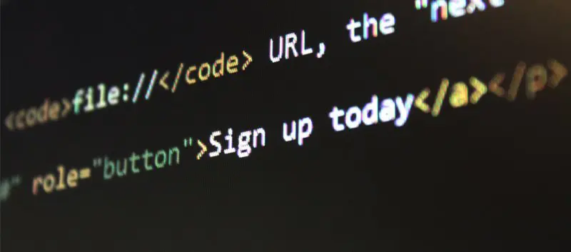 Website code saying 'Sign up today'.