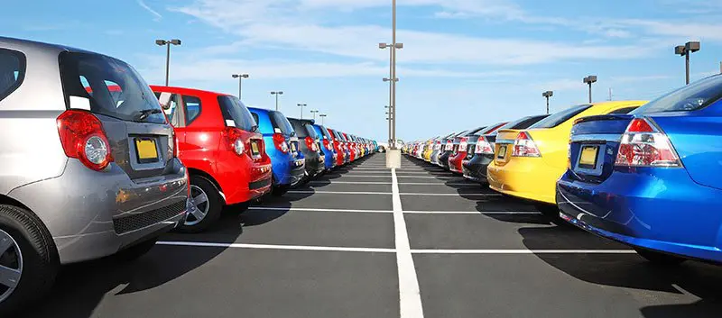 Cars in a car park.