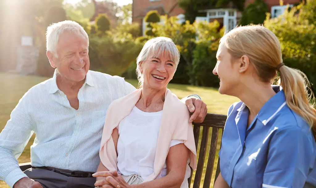 Couple with care home nurse.
