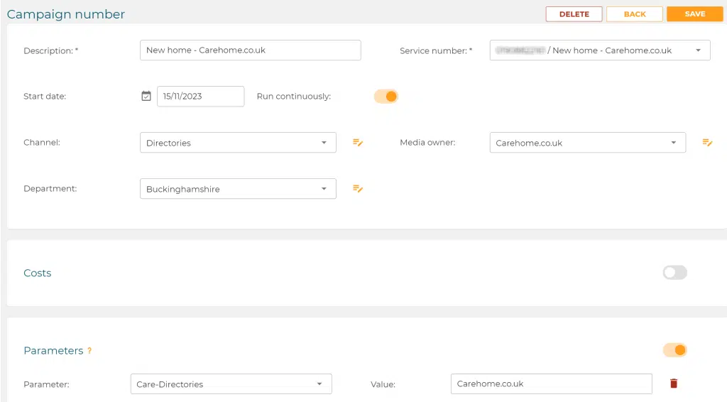 Edit a campaign number in Mediahawk.