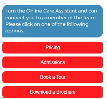 Screenshot of a care home's live chat feature.