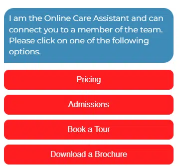 Screenshot of a care home's live chat feature.