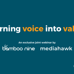 Graphic of Mediahawk and Bamboo Nine joint webinar on 'Turning voice into value'.