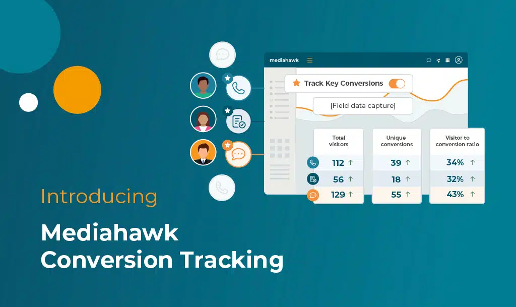 Image showing 'Introducing Mediahawk Conversion Tracking' with a visualisation of the new feature.